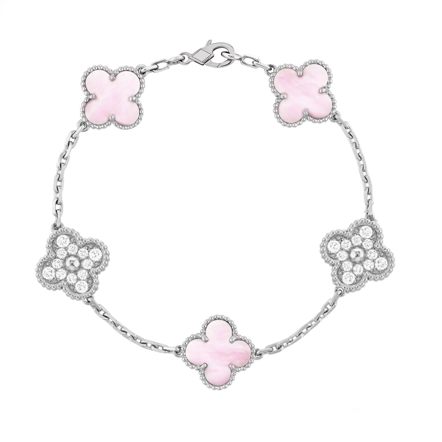 Camilla Diamond Bracelet — Silver + Pink