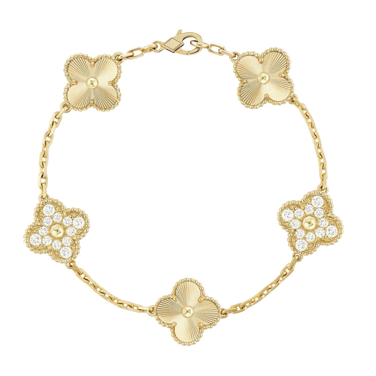 Camilla Diamond Bracelet — Gold Guilloché