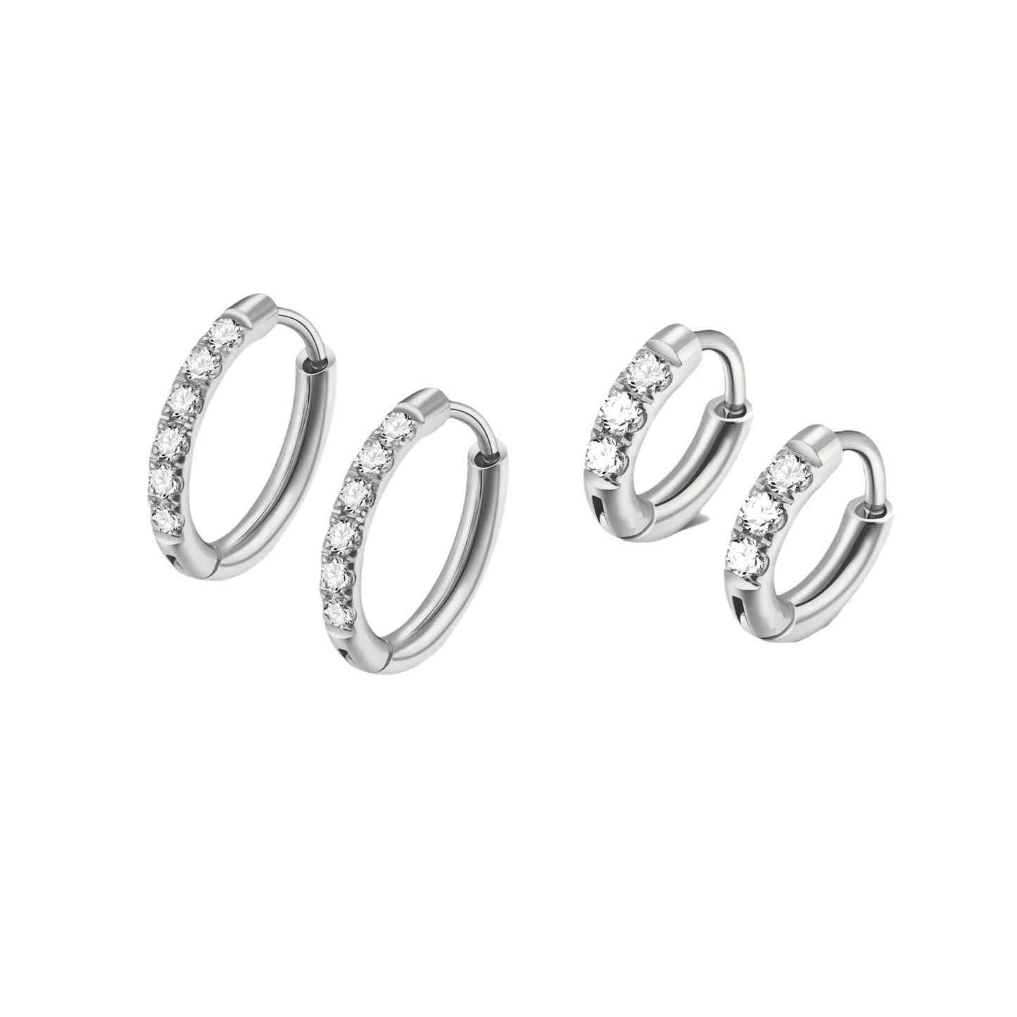 Classic + Mini Huggie Stack — Silver